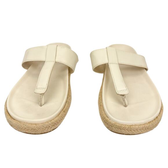 Joie Cream Faux Leather T Strap Slip On Espadrilles Sandals Sz 8.5M Lightweight - Picture 4 of 16